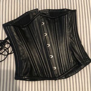 Genuine leather under-bust corset